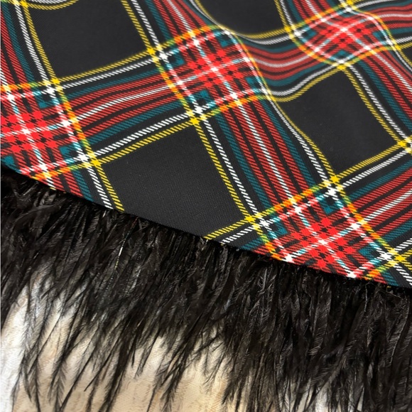 Plaid Sleeveless Dress with Feather Hem - Picture 5 of 10